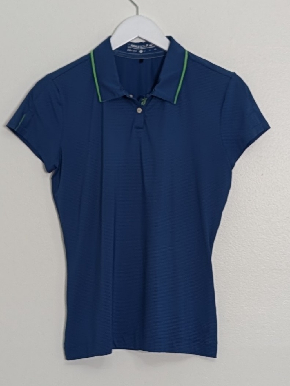 Nike Polo Women Small Blue Stripped Short Sleeve Golf Athleisure
